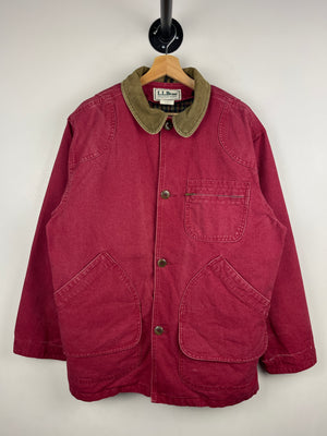 Vintage 90s LL Bean Chore Blanket Lined Insulated Red Work Jacket
