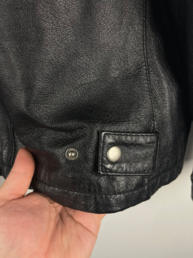 Vintage EX Café Racer Black & Cream Cropped Leather Jacket