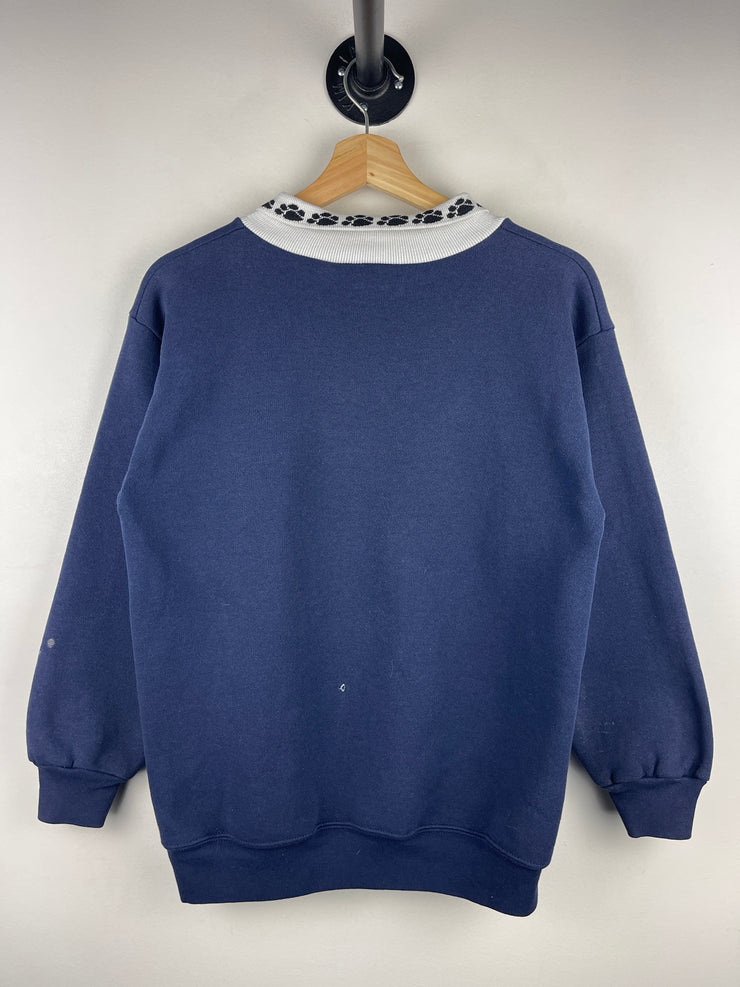 Vintage 90s Penn State Nittany Lions Bear Print Collared Navy Crewneck