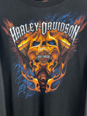 Vintage Harley Davidson Flames Skull California Black Long Sleeve