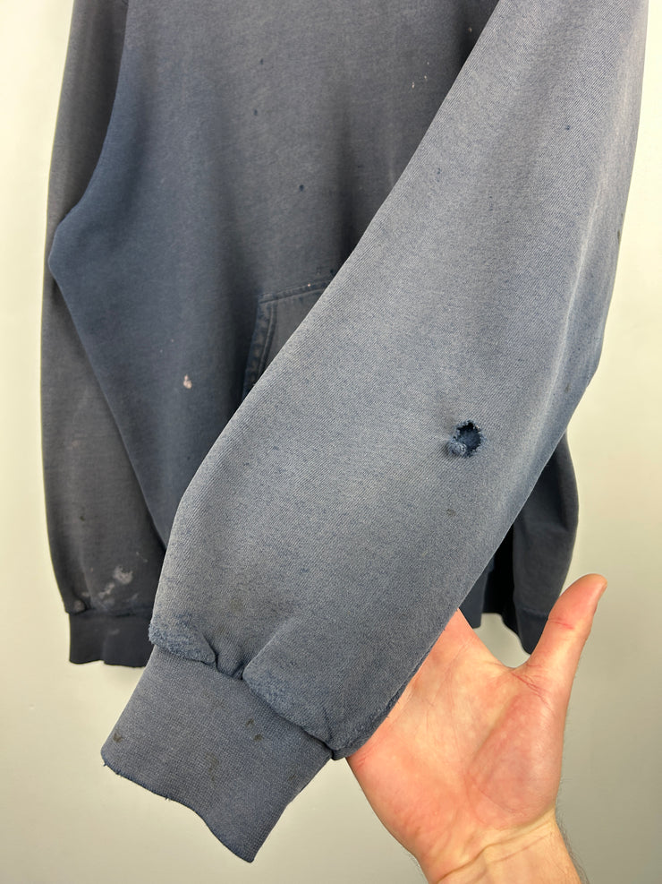 Vintage Nike Middle Swoosh Thrashed Navy Hoodie