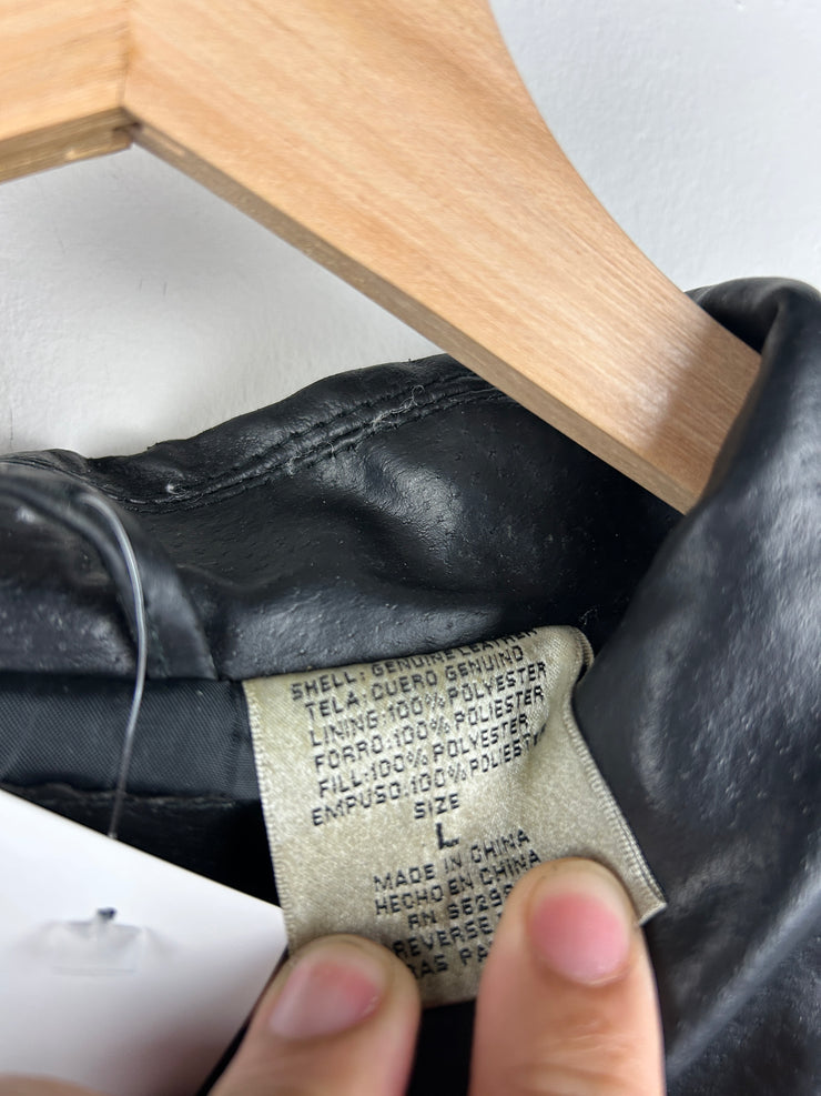 Vintage 90s Amati Black Leather Bomber Jacket