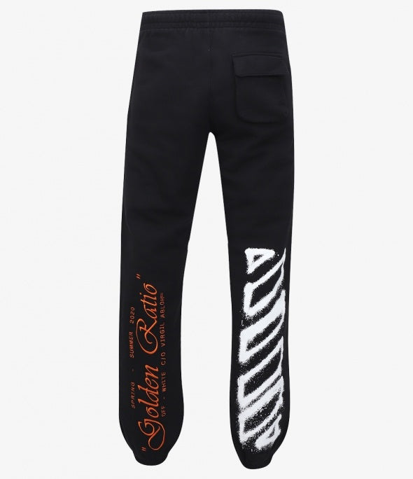 Off White Golden Ratio Cartoon Black Sweatpants