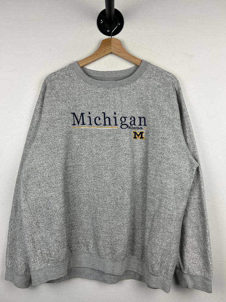 Vintage Michigan Wolverines Embroidered Fleece Grey Crewneck