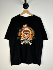 Vintage Harley Davidson Flaming Skull Black Tee