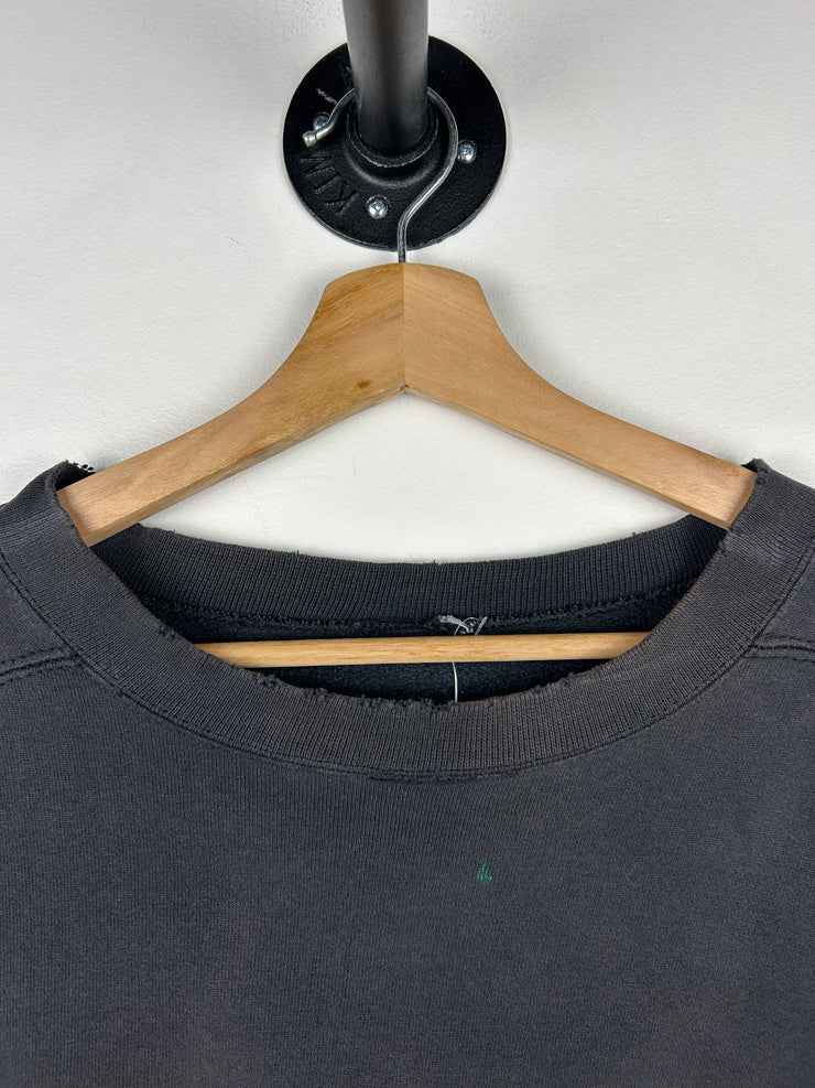 Vintage 90s Nike Spellout Swoosh Thrashed Black Crewneck