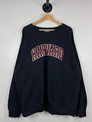 Vintage Harvard University Embroidered Black Crewneck