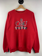 Vintage 90s Ohio State University Buckeyes Embroidered Red Crewneck