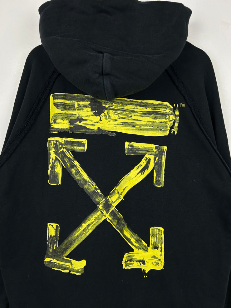 Off White Yellow Paint Arrows Black Hoodie