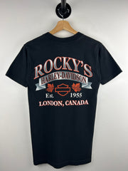 Vintage Harley Davidson Flames London Black Tee