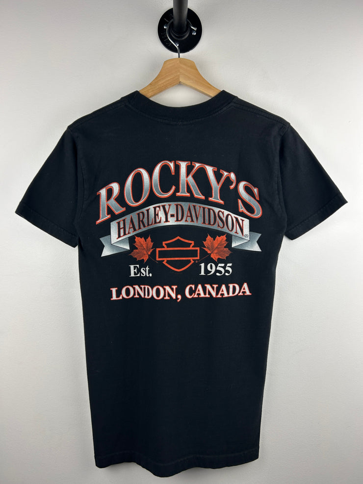 Vintage Harley Davidson Flames London Black Tee