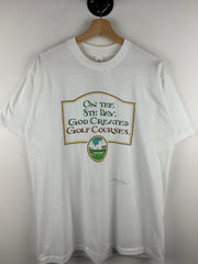 Vintage 90s Golf On The 8th Day God Created Golf Courses White Tee