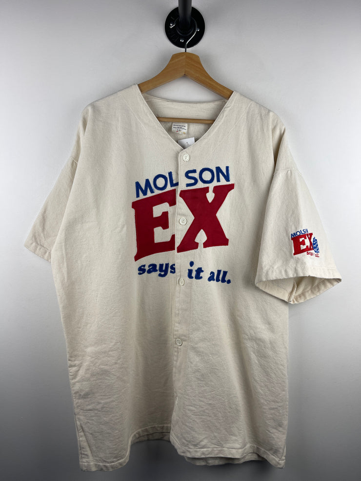 Vintage 90s Molson EX Beer Says It All Cream Baseball Jersey