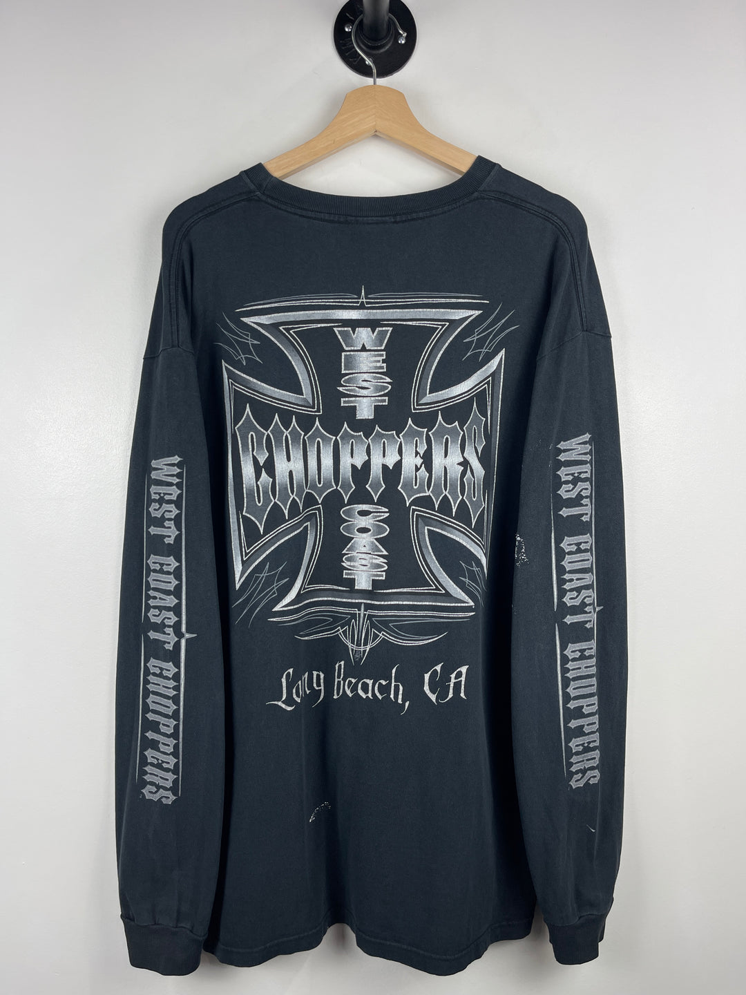 Vintage West Coast Choppers Long Beach Chrome Logo Black Long