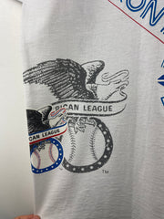 Vintage 90s MLB Bulletin Toronto Blue Jays All Over Print White Tee