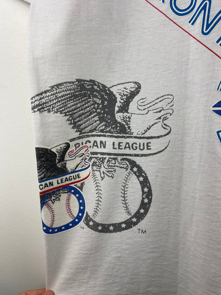 Vintage 90s MLB Bulletin Toronto Blue Jays All Over Print White Tee