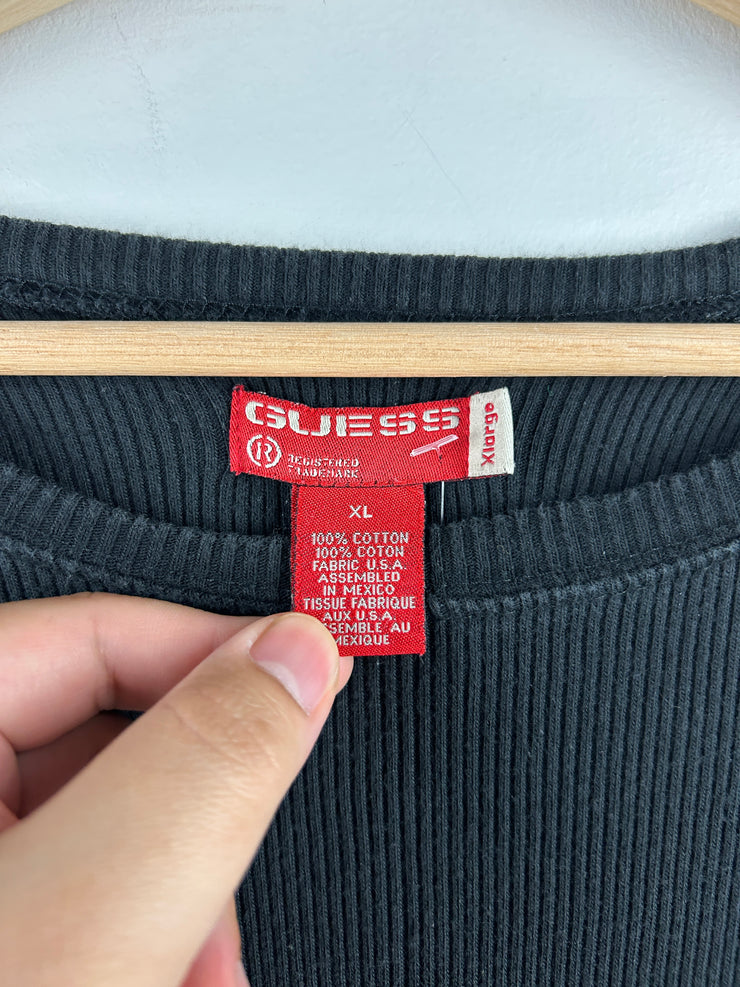 Vintage Guess Ribbed Blank Black Tee