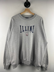 Vintage 90s Illinois Illini Embroidered Grey Crewneck