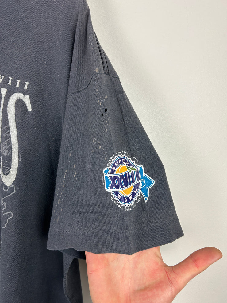 Vintage 90s NFL Dallas Cowboys Super Bowl Champions Faded Black Tee