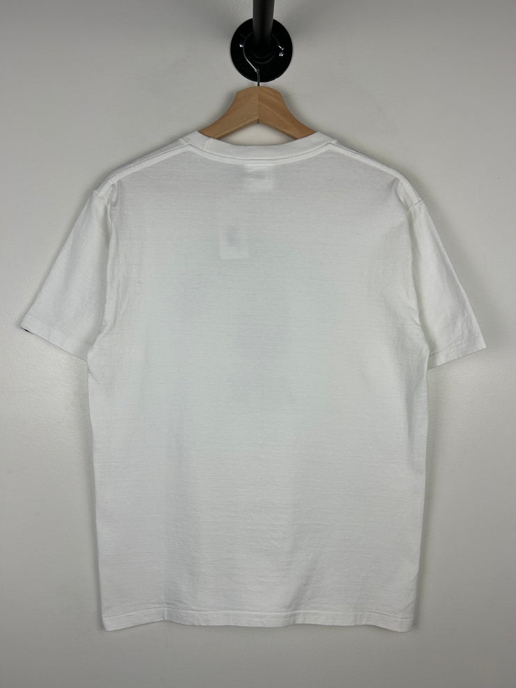 Bape College Logo Blue Camo White Tee