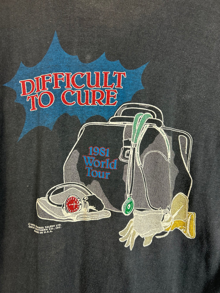 Vintage 1981 Rainbow Difficult To Cure Black Tee