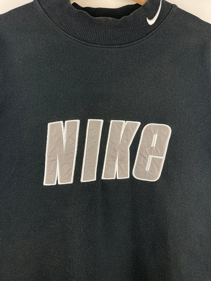 Vintage 90s Nike Spellout Swoosh Black Crewneck