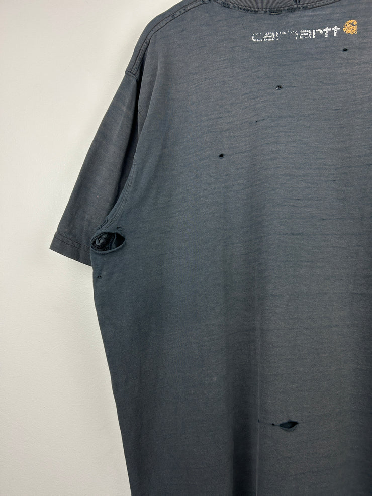 Vintage Carhartt Spellout Thrashed Black Tee