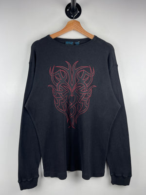 Vintage Y2K Tribal Black Thermal Long Sleeve