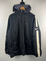 Vintage Nike Swoosh Fleece Lined Black Hooded Jacket