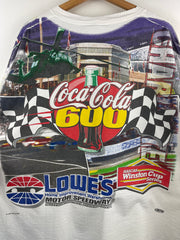 Vintage 90s Nascar Chase Coca Cola 600 Winston Cup All Over Print White Tee