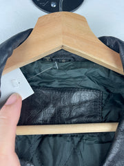 Vintage 90s Ground Zero Black Leather & Suede Bomber Jacket