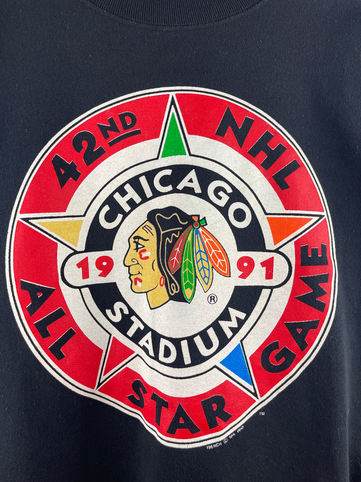 Vintage 90s NHL Chicago Blackhawks Black Crewneck