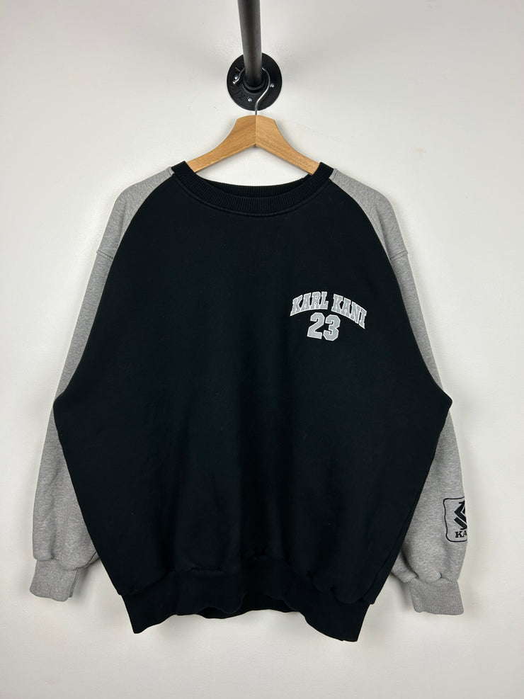 Vintage Y2K Karl Kani Embroidered Grey & Black Crewneck