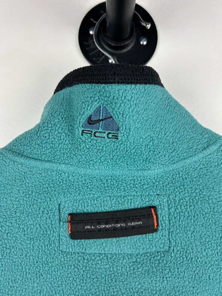 Vintage 90s Nike ACG Teal Fleece Zip Up Vest