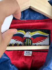 Vintage 90s Jeff Hamilton Pepsi Leather Navy Varsity Jacket