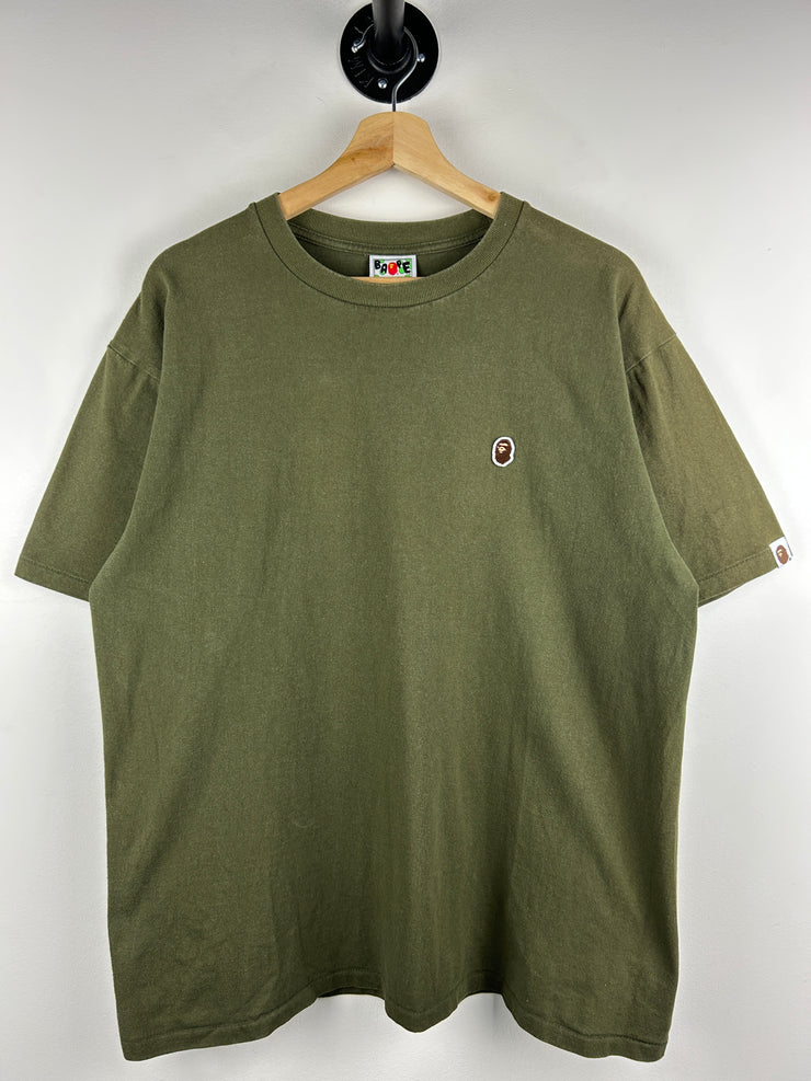 Bape Ape Head Embroidered Olive Tee