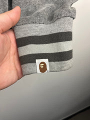Bape Spellout Grey Velour Zip Up Sweater