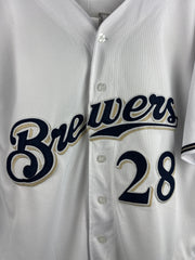 Vintage 2010 MLB Majestic Milwaukee Brewers Fielder 40th Anniversary White Baseball Jersey