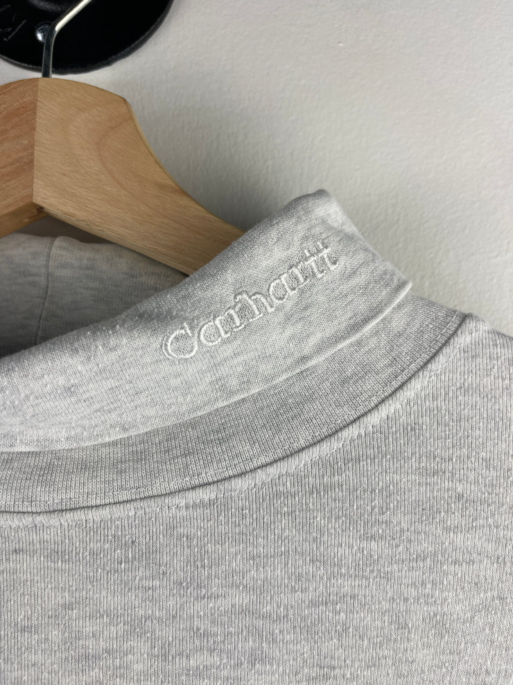 Vintage 90s Carhartt Spellout Embroidered Grey Turtle Neck Long Sleeve