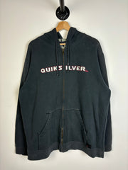 Vintage Y2K Quiksilver Spellout Black Zip Up Hoodie