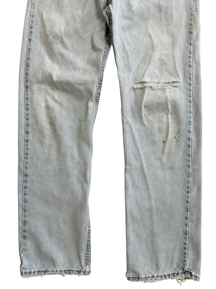 Vintage 90s Levis 505 Distressed Light Wash Blue Denim Jeans
