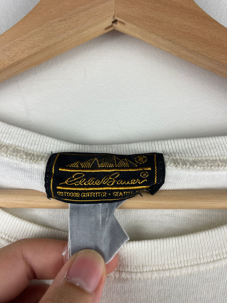 Vintage 90s Eddie Bauer Blank White Pocket Tee