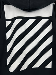 Off White Diagonal Patches Black Zip Up Hoodie