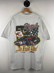 Vintage 90s Nascar Dale Earnhardt From Start To Finish Grey Tee