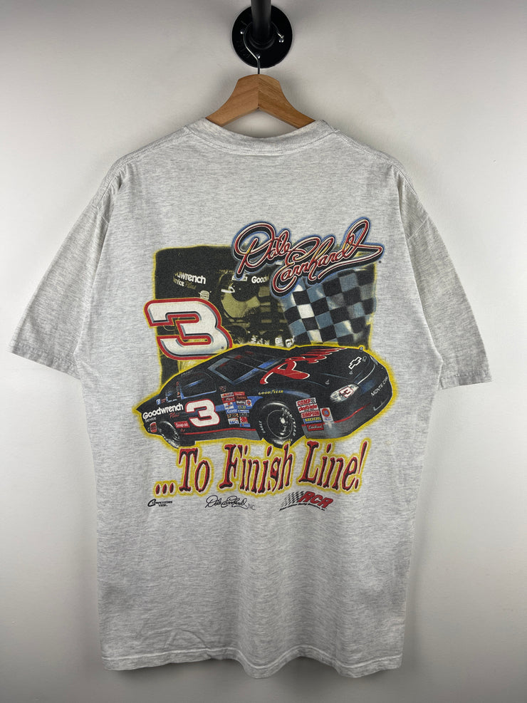 Vintage 90s Nascar Dale Earnhardt From Start To Finish Grey Tee