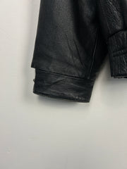 Vintage Daniel Marcus Black Cropped Leather Bomber Jacket