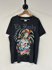 Vintage Y2K ED Hardy Skull & Eagle Grey Tee