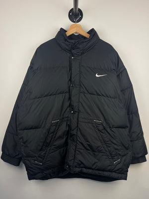 Vintage 90s Nike Swoosh Black Puffer Jacket