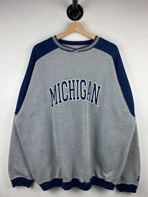 Vintage 90s Starter Michigan Embroidered Grey & Navy Crewneck