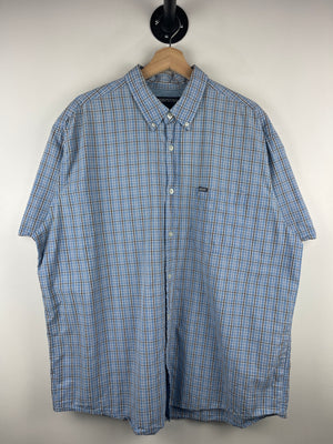 Vintage 90s Aeropostale Plaid Blue Short Sleeve Button Up Shirt